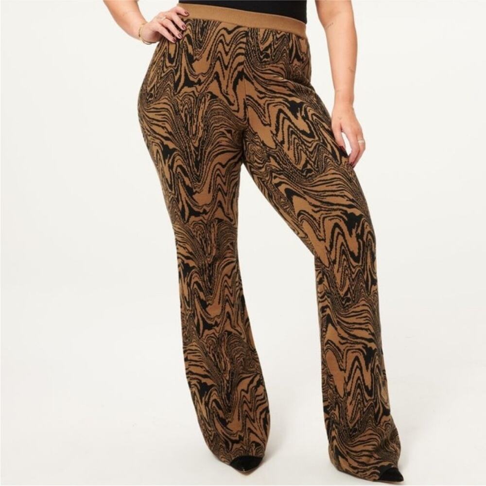 Good American Flare Sweater Pants Intarsia in Sepia Swirl NEW size 3X